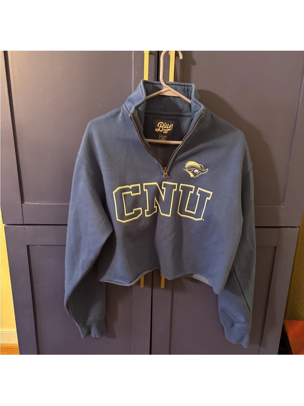 Christopher Newport University Blue 84 Quarter-Zip Cropped Sweatshirt